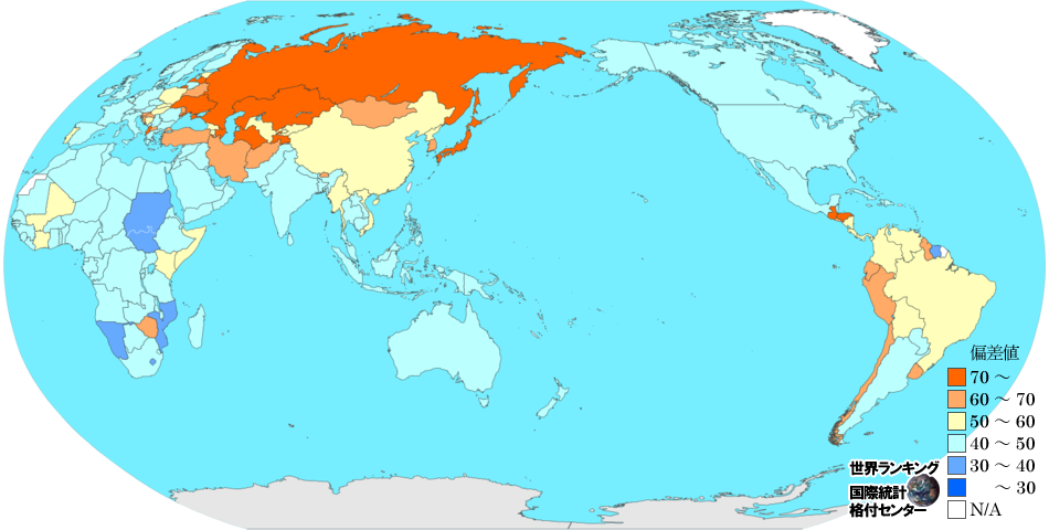 人口10万人あたりの胃がんによる死亡数(年齢調整値)ランキングマップ