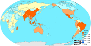 絶滅の恐れのある哺乳類数ランキングマップ