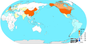 海外旅行出発者数のランキングマップ