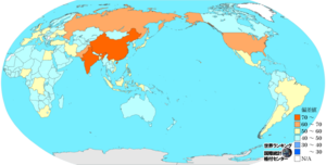 大気汚染による死者数ランキングマップ