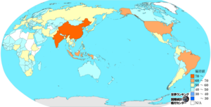人口(WHO版)のランキングマップ